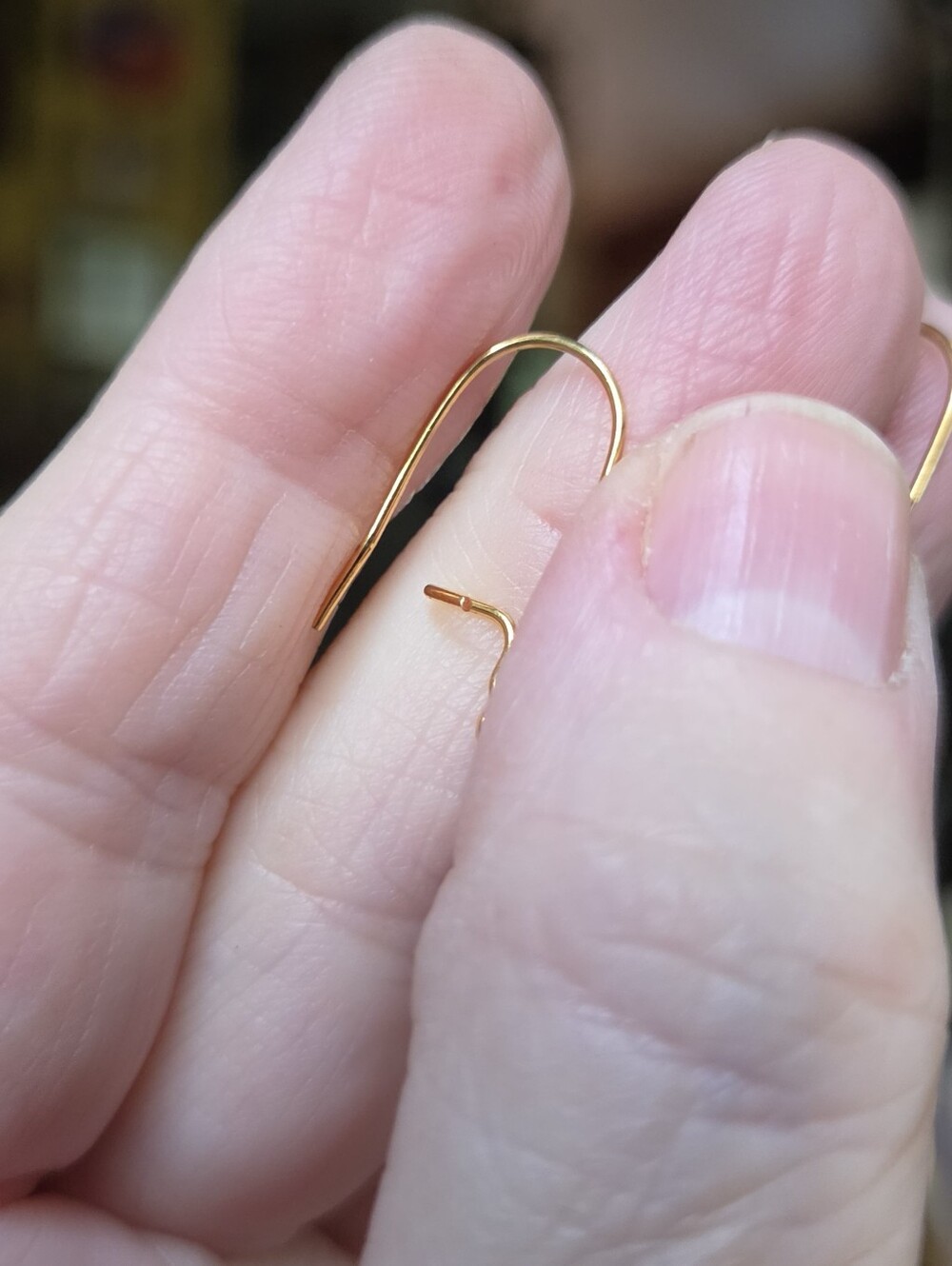Gold Feather Drop Earrings - Picture 7 of 7